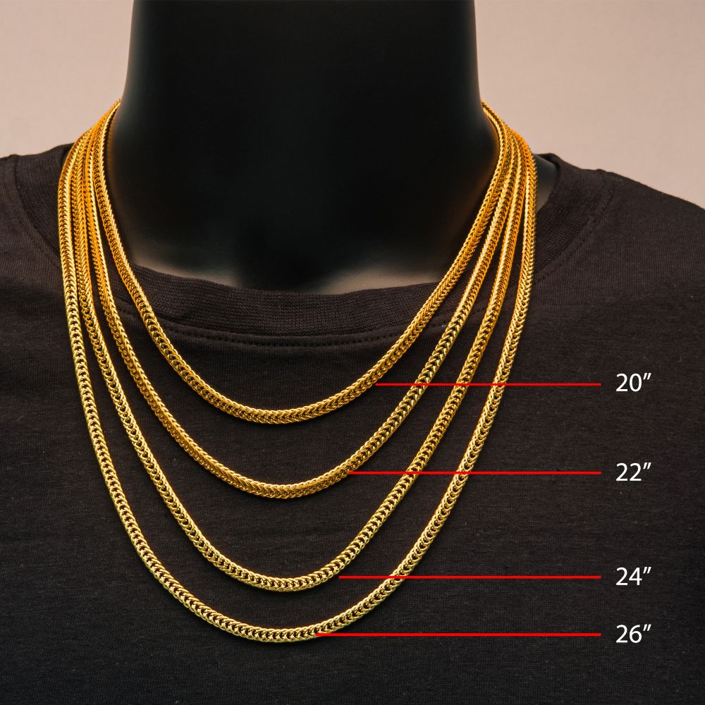 4mm 18Kt Gold IP Foxtail Chain Necklace