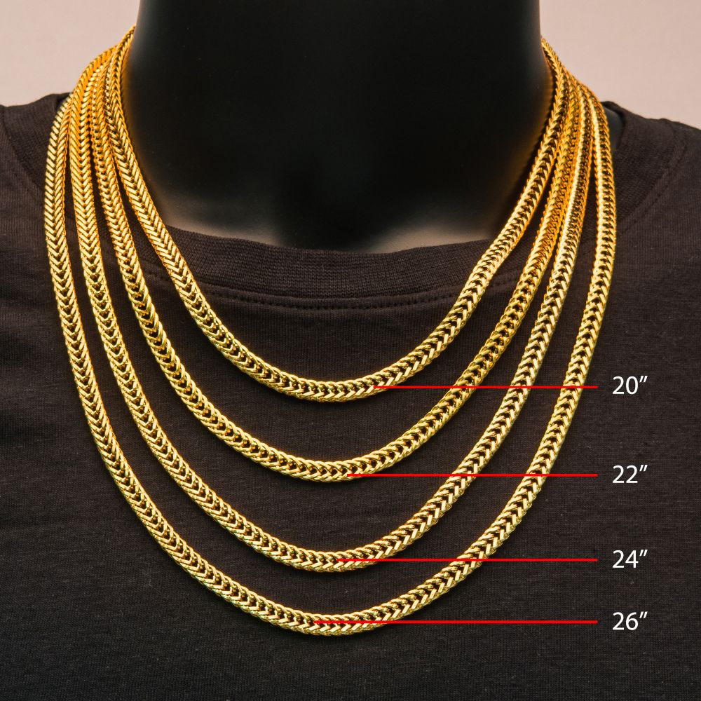 6mm 18Kt Gold IP Foxtail Chain Necklace