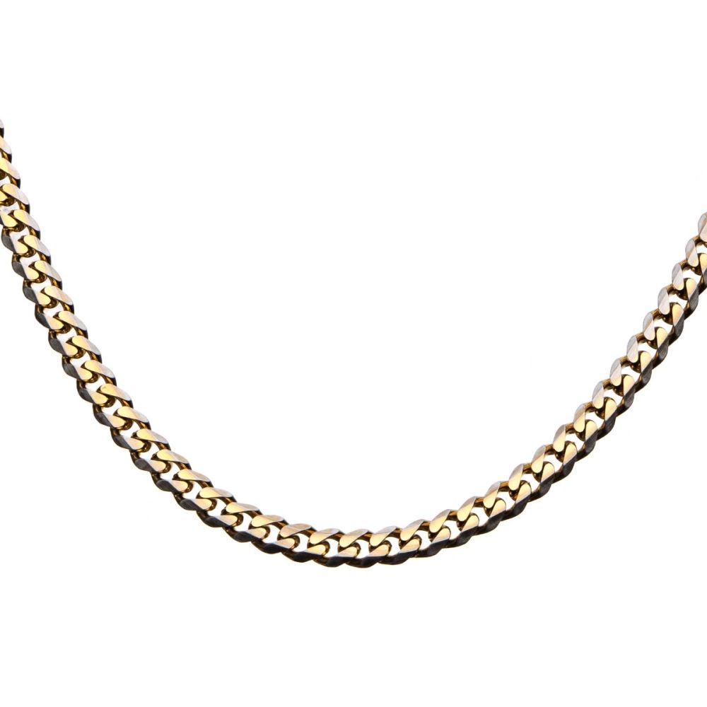 Stainless Steel Gold IP 8mm Curb Chain with Lobster Clasp Necklace