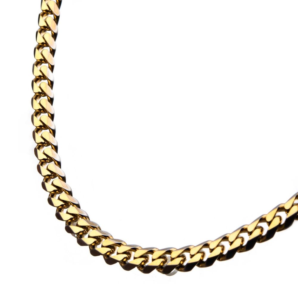 Stainless Steel Black IP 8mm Diamond Curb Chain Necklace