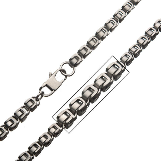 Matte Stainless Steel 5mm Byzantine Chain Set