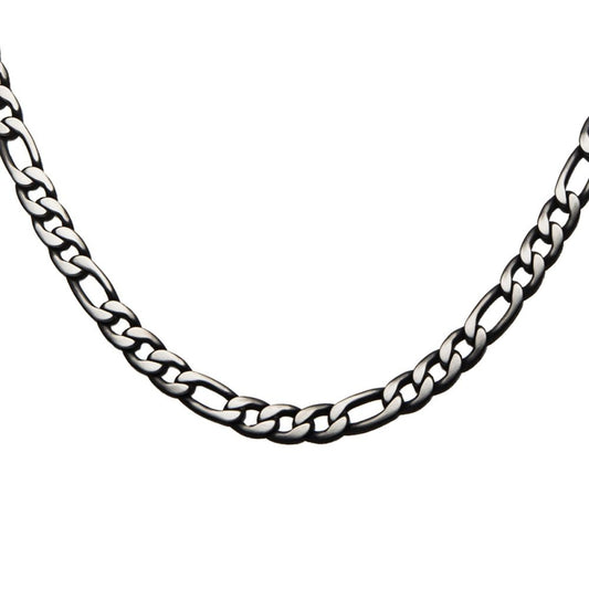 Steel Blue IP Figaro Chain Necklace