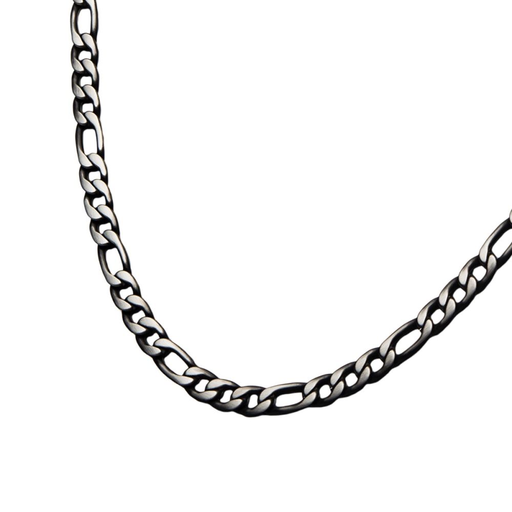 Stainless Steel & Black IP Wheat Chain Necklace Sale