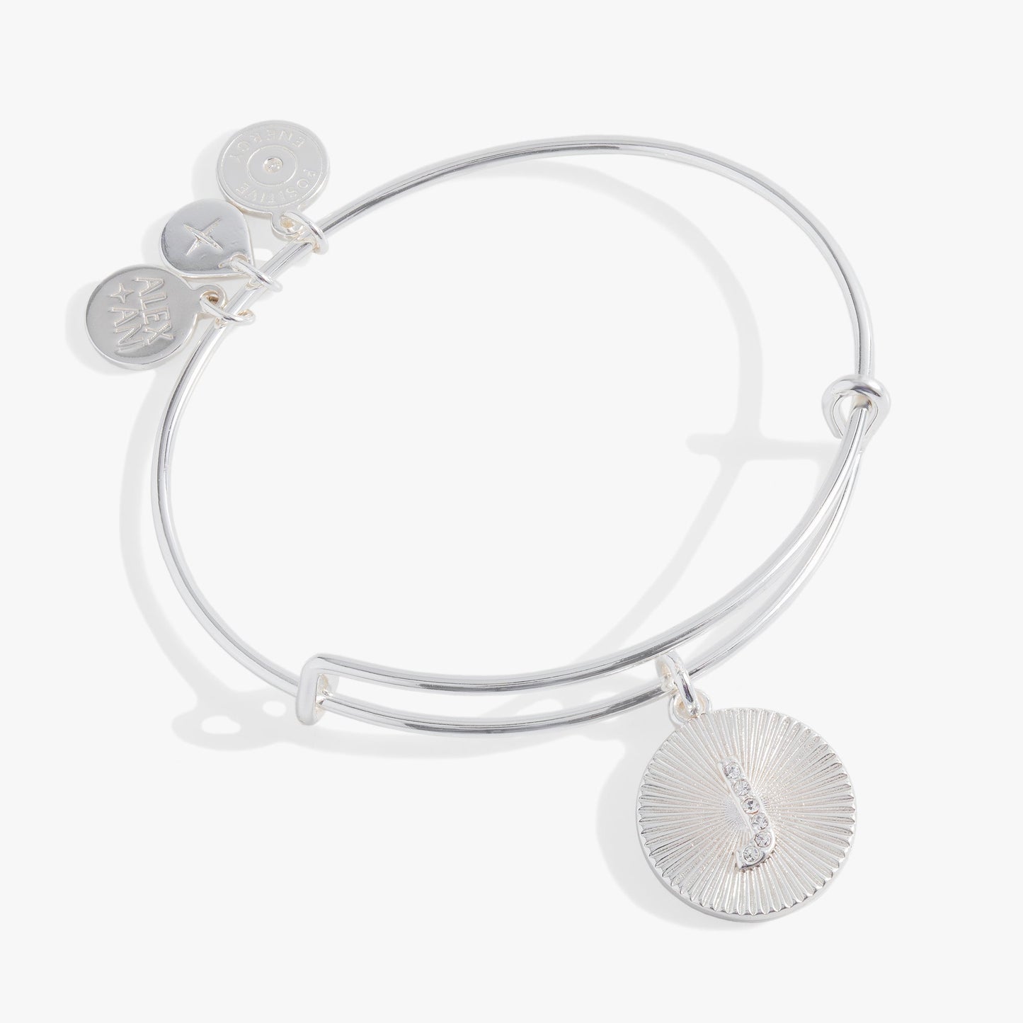 Initial J Pave Starburst Texture Bangle
