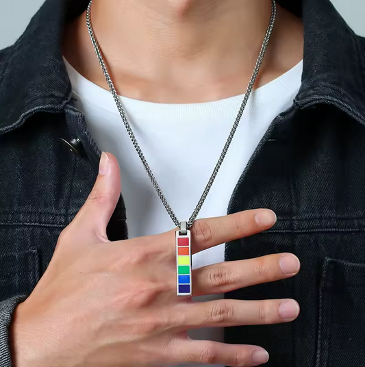 Stainless Steel Enamel Pride Bar Pendant