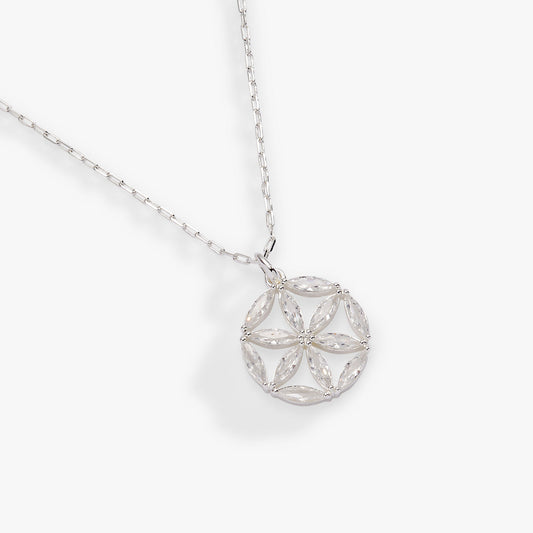 Faith and Family Rosette Pendant Necklace