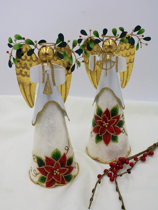 Capiz Angel with Poinsettia Design - 4x11"