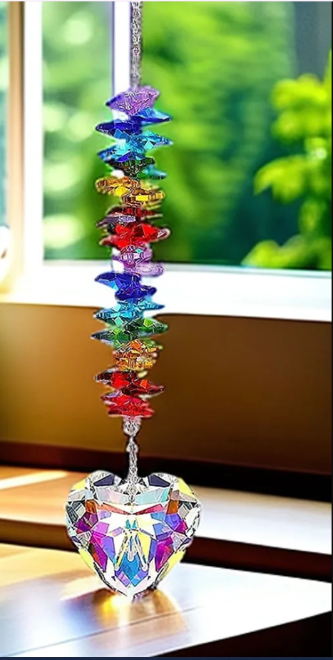 10" Rainbow and Heart Sun Catcher
