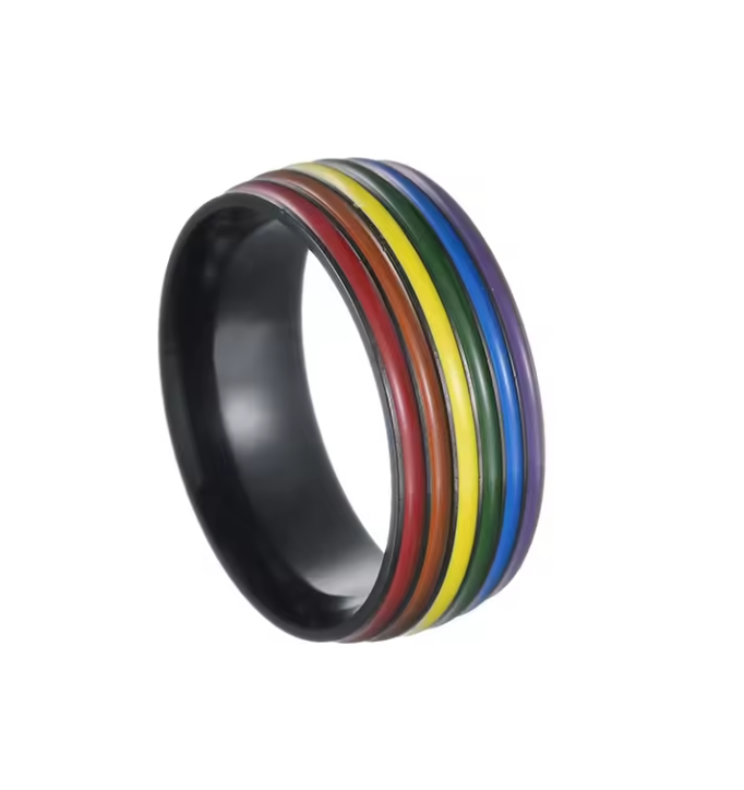 Pride Rainbow Black Tone Ring