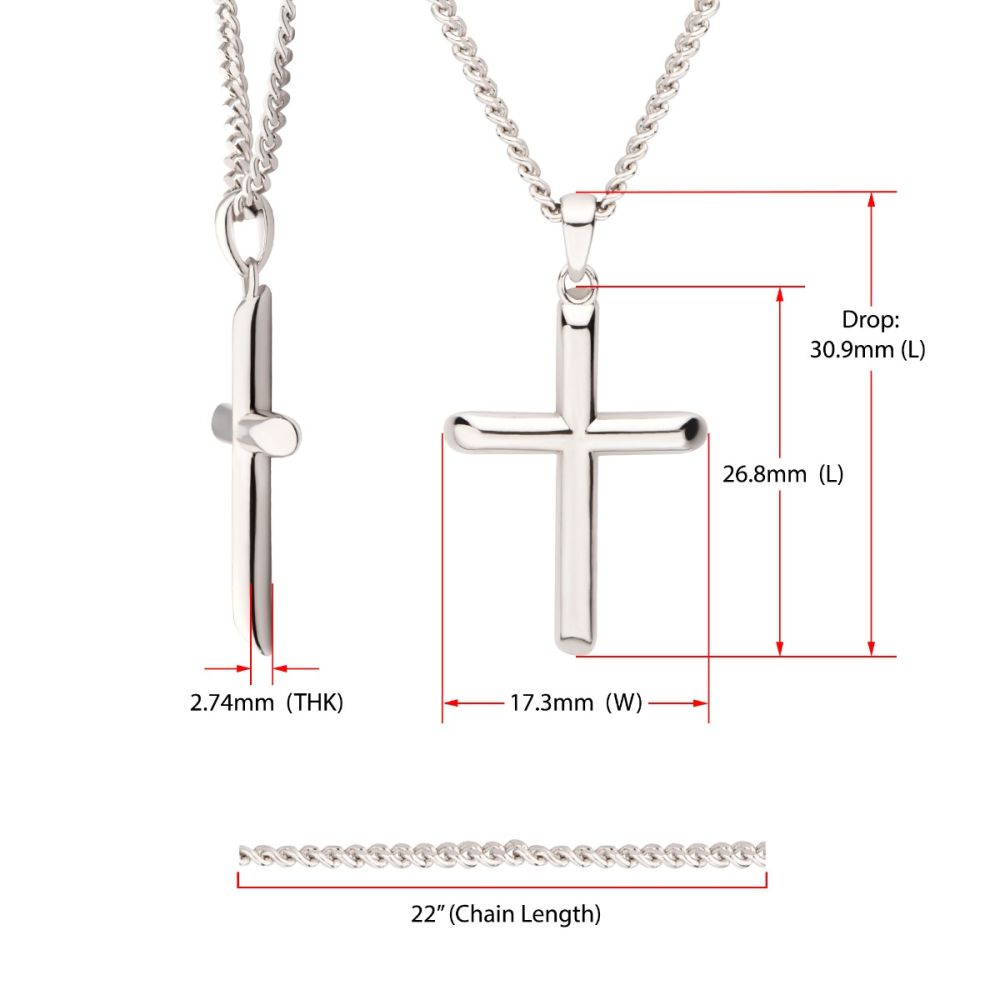 925 Sterling Silver Classica Cross Pendant with Flat Diamond Cut Chain