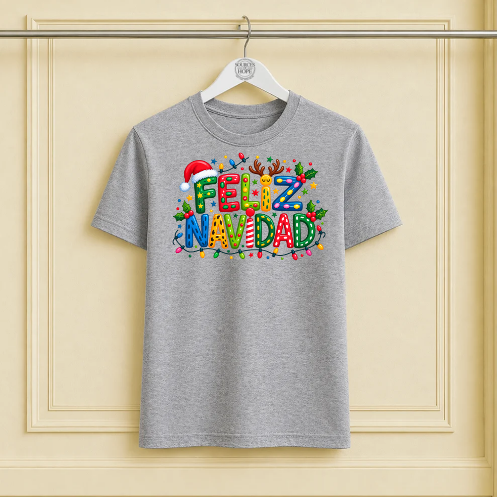 "Feliz Navidad" Grey Christmas Shirt