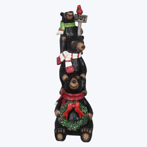 Resin Stacked Christmas Bears