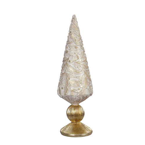 Medium Carved White Resin Tree with Gold Base - Clearance