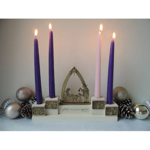 White Nativity Advent with Candles Boxed Set