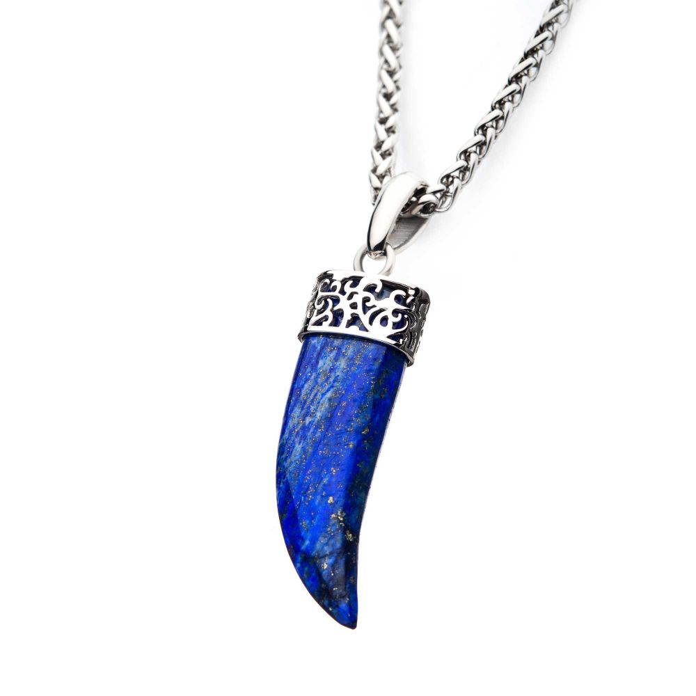 Stainless Steel with Lapis Lazuli Stone Horn Pendant Sale