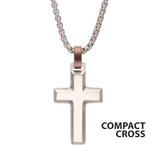 Matte Finish Steel Beveled Cross Pendant Sale Sale