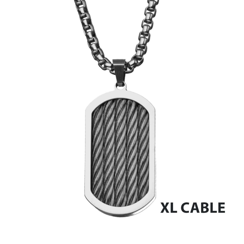 Three Cable Chunky Inlayed Dog Tag Pendant Sale