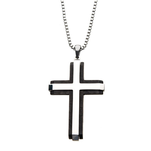 Double-Layer Two Tone Cross Pendant with Chain Sale