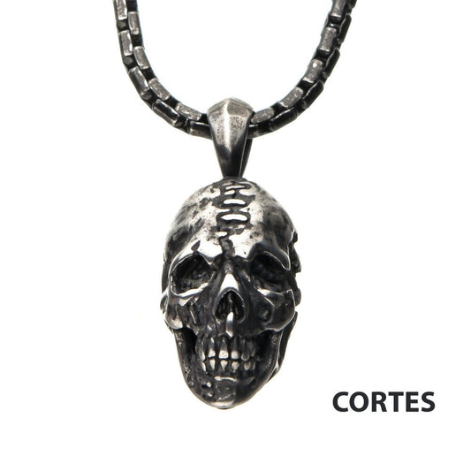 Stainless Steel Antique Silver Skull Head Pendant with Chain Sale