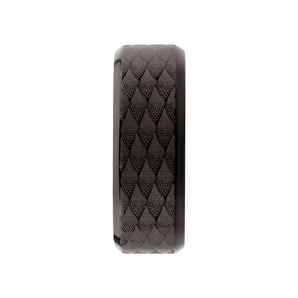 Black IP Titanium Etched Fishskin Comfort Fit Ring Sale