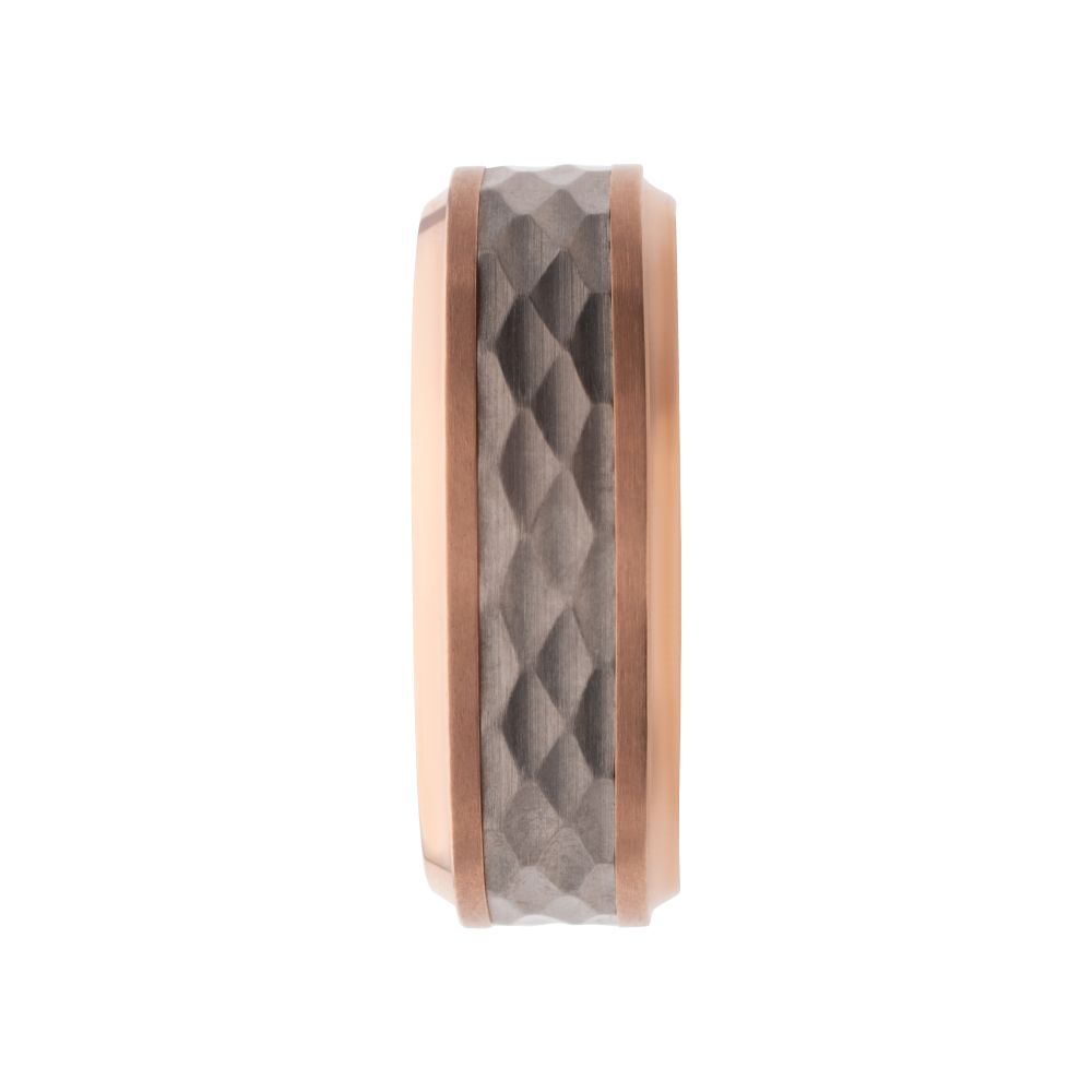 Rose Gold IP Titanium Matte Finish Mosaic Inlay Comfort Fit Ring Sale