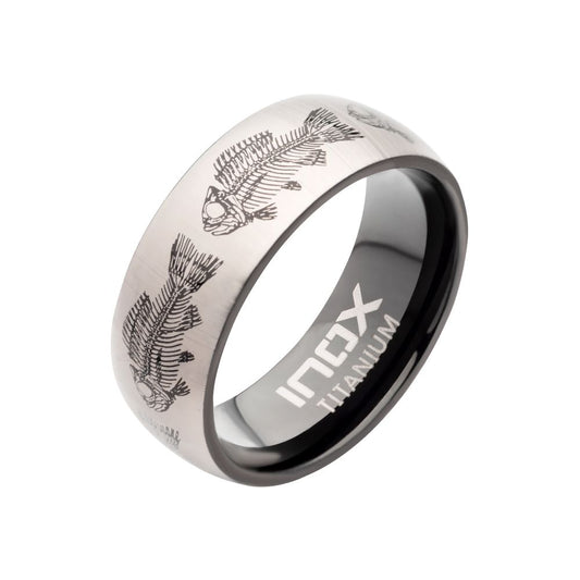 Titanium Black IP with Fishbone Design Comfort Fit Ring Sale