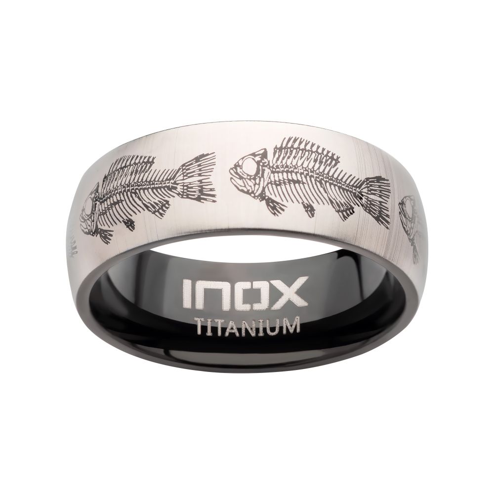 Titanium Black IP with Fishbone Design Comfort Fit Ring Sale