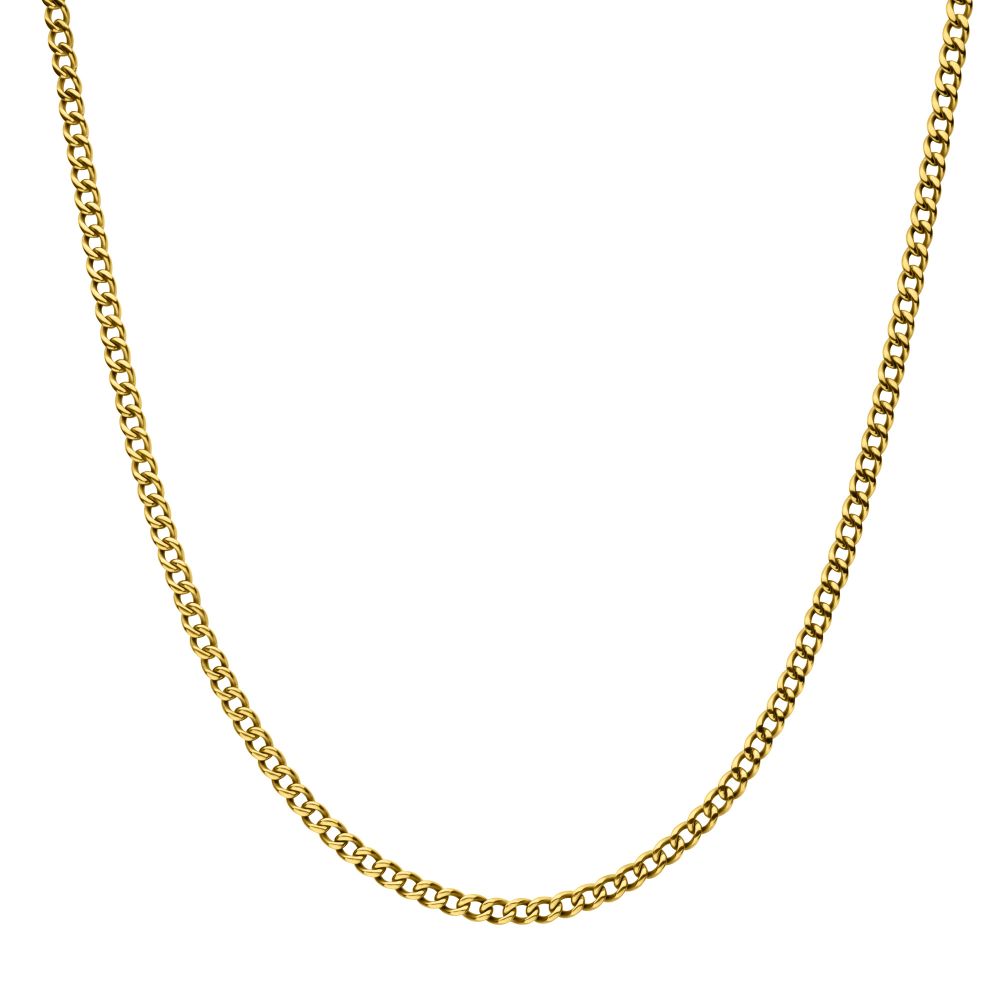 4.35mm 18Kt Gold IP Titanium Flat Curb Chain Necklace Sale