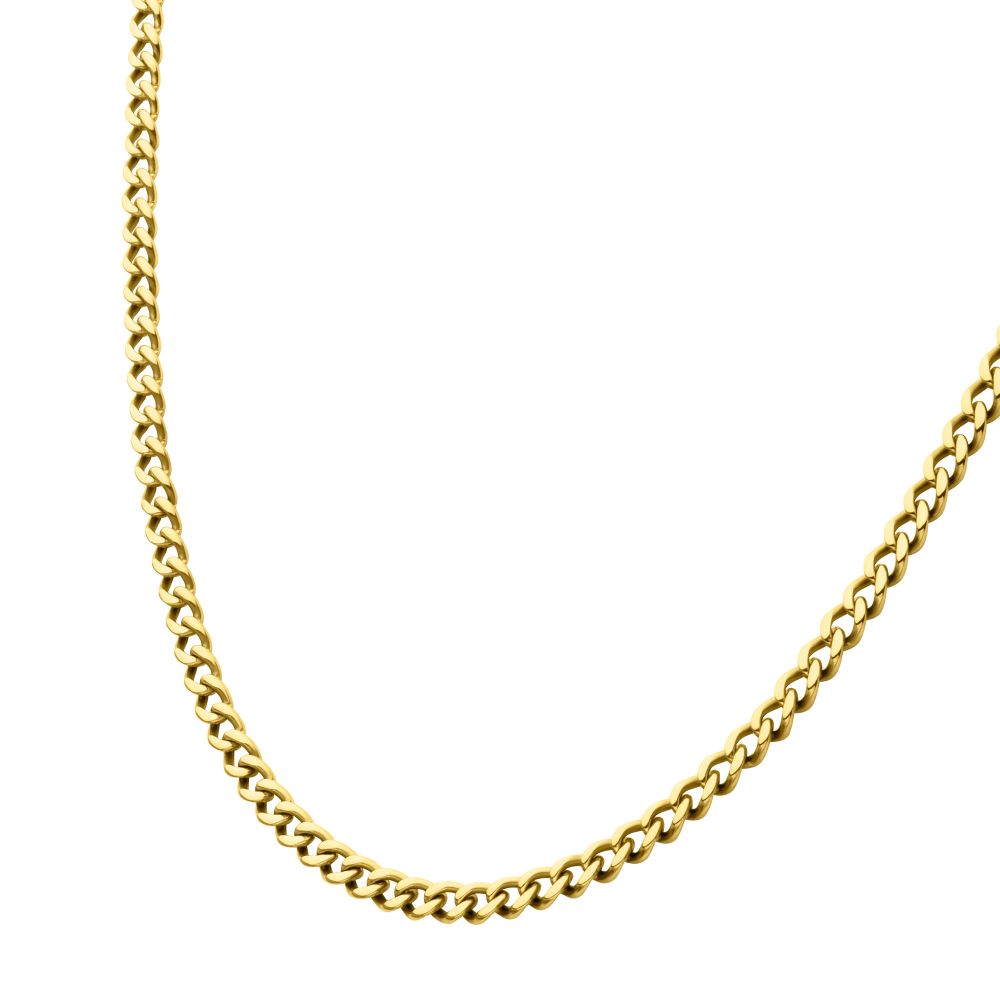 4.35mm 18Kt Gold IP Titanium Flat Curb Chain Necklace Sale