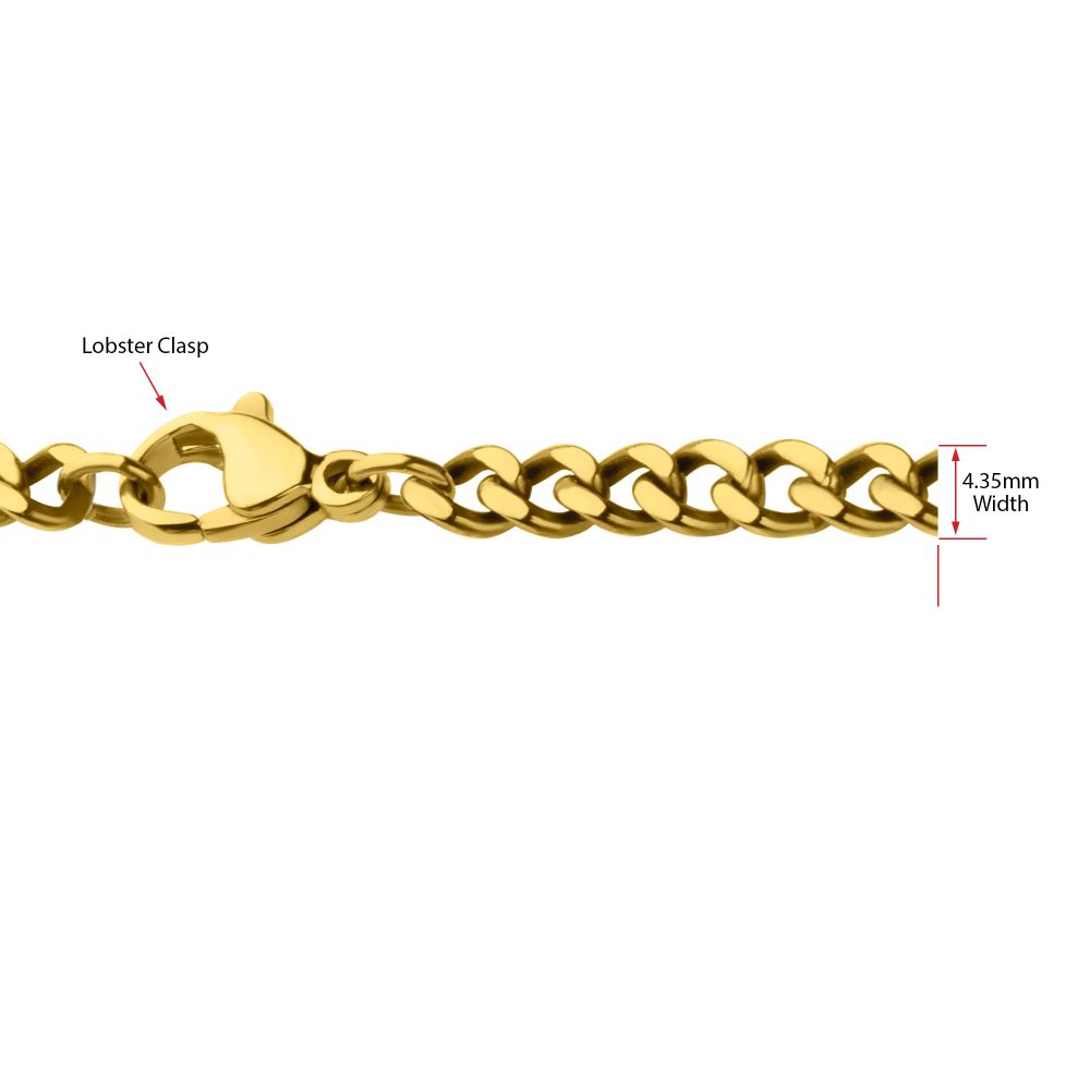 4.35mm 18Kt Gold IP Titanium Flat Curb Chain Necklace Sale