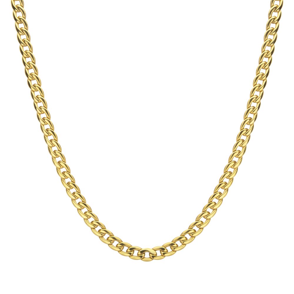 7.4mm 18Kt Gold IP Titanium Curb Chain Necklace