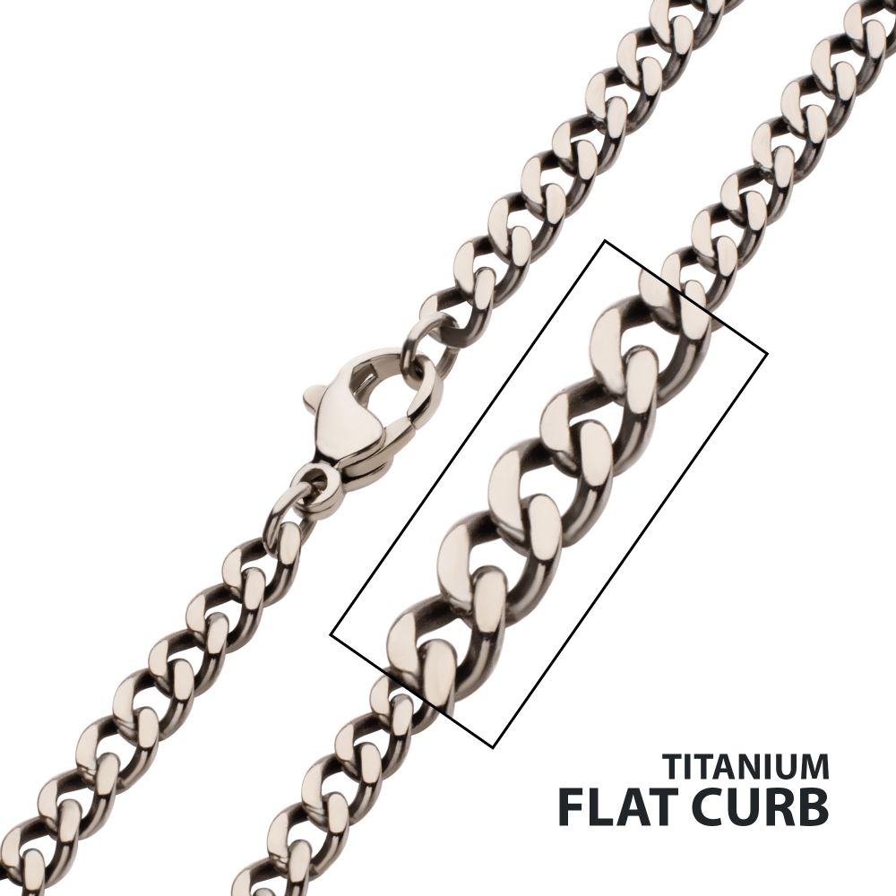 3.5mm Titanium Flat Curb Chain Necklace