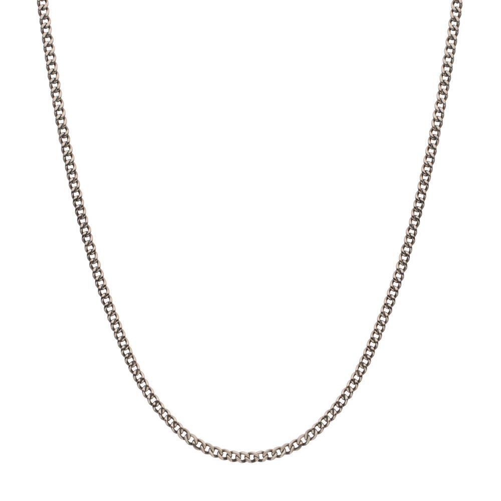 3.5mm Titanium Flat Curb Chain Necklace