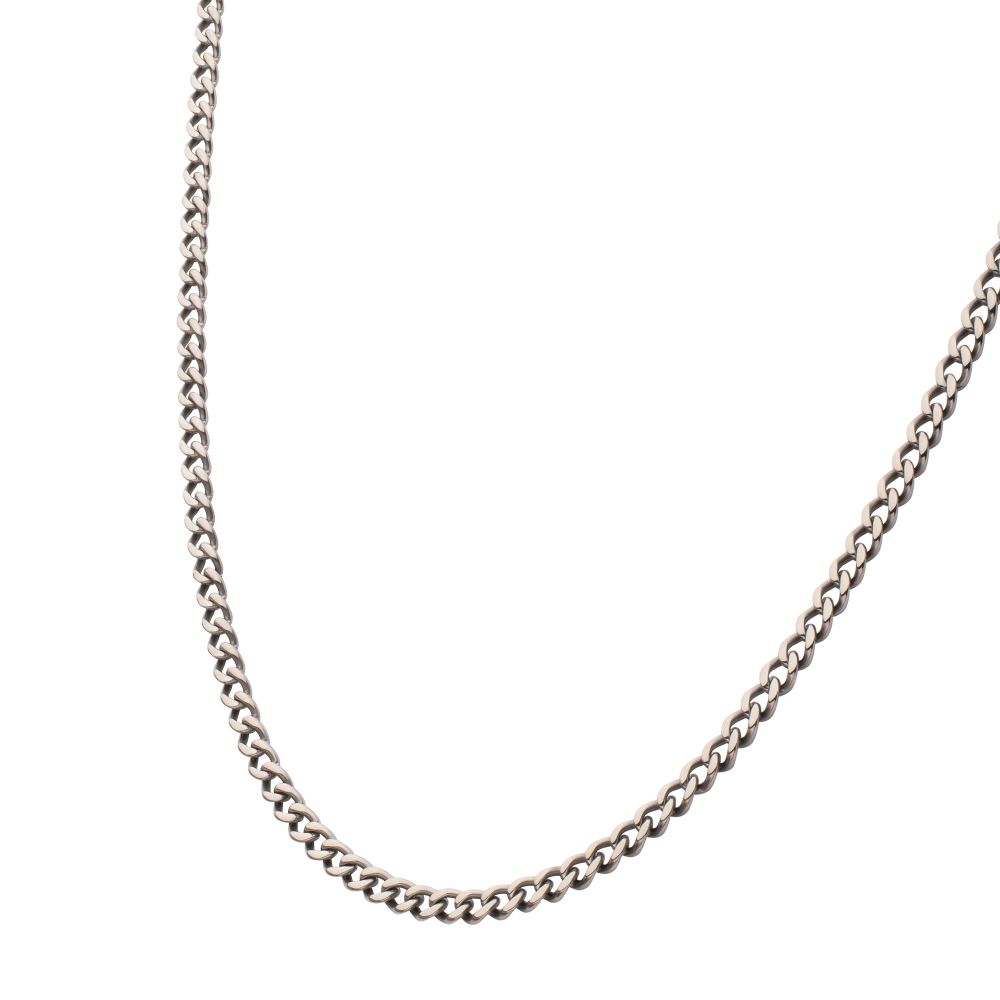 3.5mm Titanium Flat Curb Chain Necklace with Lobster Clasp