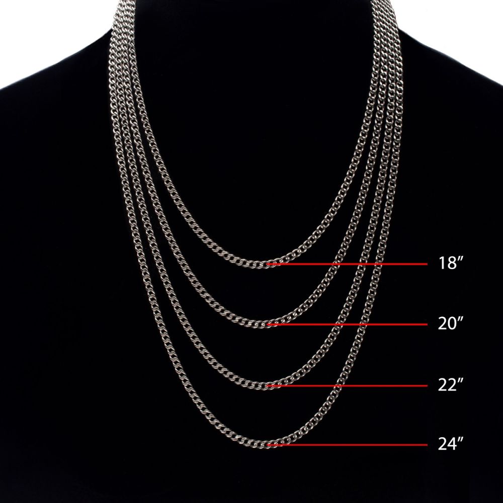 3.5mm Titanium Flat Curb Chain Necklace with Lobster Clasp