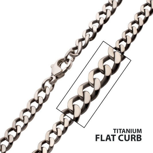 4.35mm Titanium Flat Curb Chain Necklace with Lobster Clasp Sale