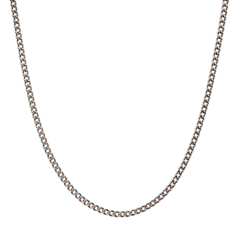 4.35mm Titanium Flat Curb Chain Necklace with Lobster Clasp