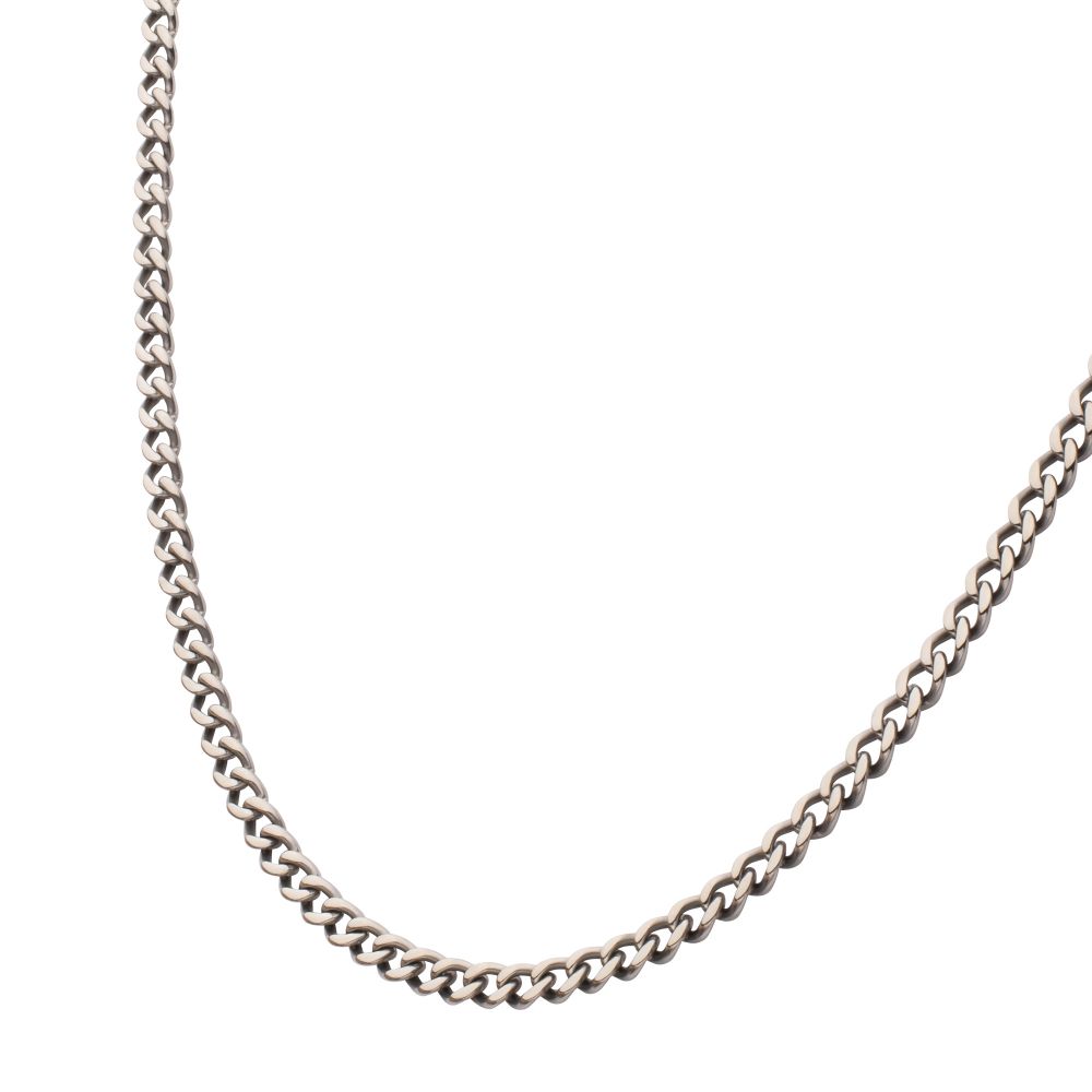 4.35mm Titanium Flat Curb Chain Necklace with Lobster Clasp