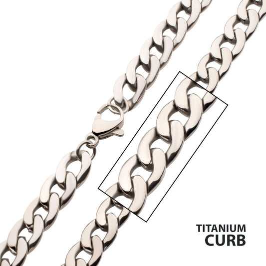 7.4mm Titanium Curb Chain Necklace with Lobster Clasp Sale