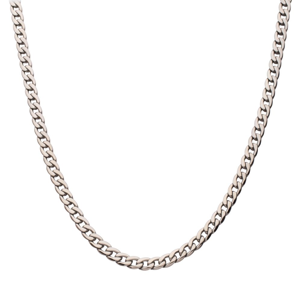 7.4mm Titanium Curb Chain Necklace with Lobster Clasp