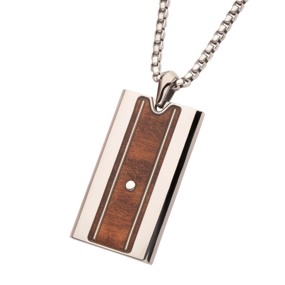 Titanium & Whiskey Barrel Wood Inlay Pendant Sale Sale