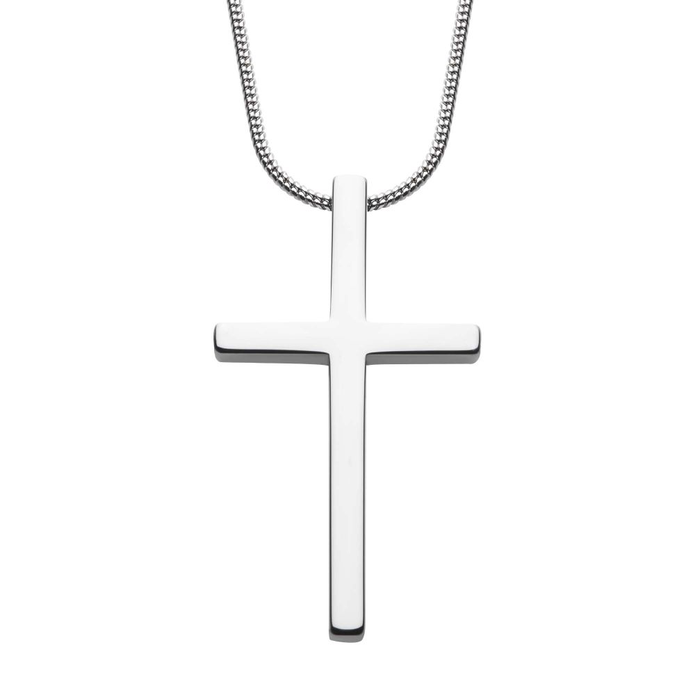 Tungsten Carbide Cross Pendant with Steel Snake Chain Sale Sale