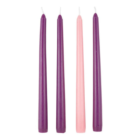 4 Pc Advent Candle Set 10" Purple/Pink Tapers