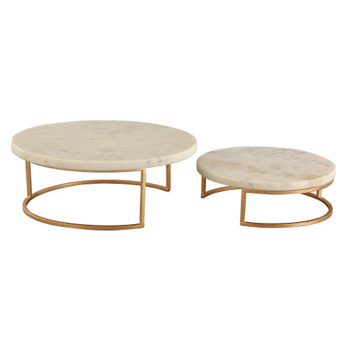 Marble & Gold Metal Tabletop Riser 2Pc Set