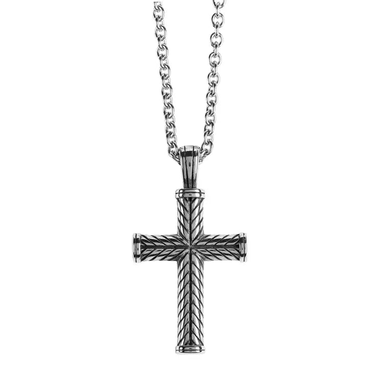 Antique Swirl Cross Necklace 24Inch