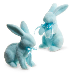 8.75" Pastel Blue Flocked Bunny