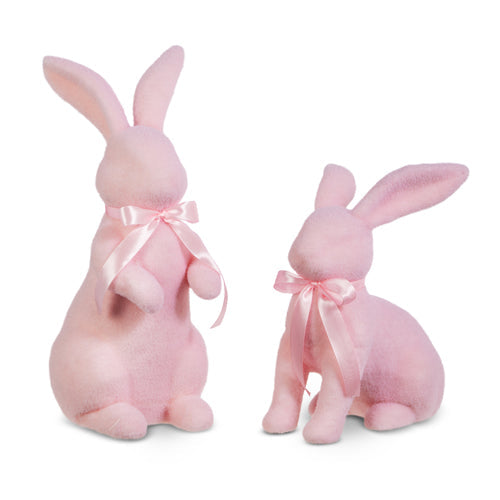 16" Pastel Pink Flocked Bunny - Final Clearance
