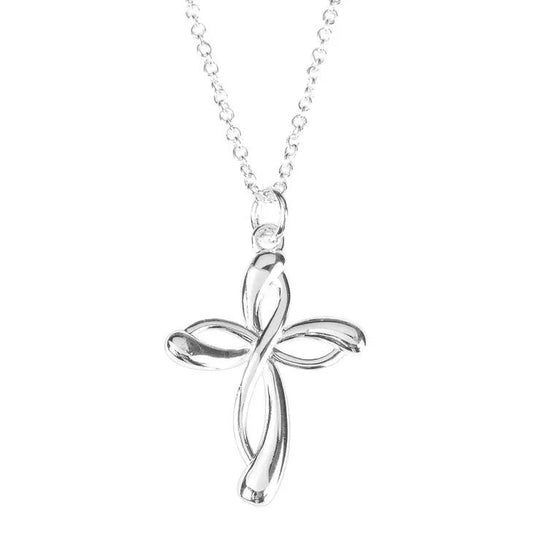 Silver Plated Open Ribbon Cross Sale