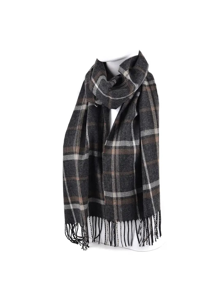 Plaid Cashmere Feel Winter Scarf - Blue