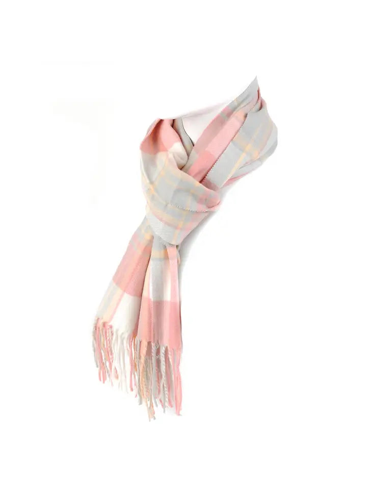 Pastel Plaid Cashmere Feel Winter Scarf Sale